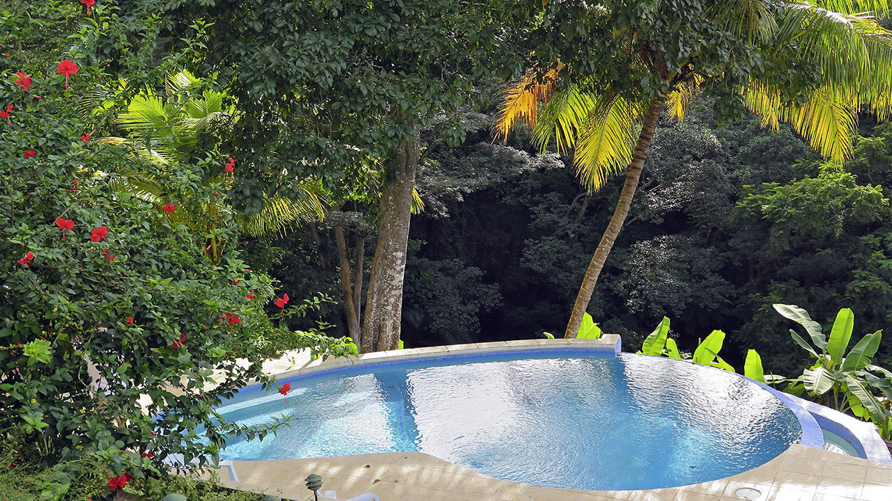 Essex Cottage at Gloucester Place, Tobago - pool and garden views